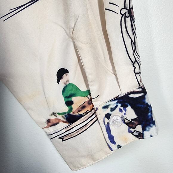 Misslook Blouse Womens Medium Western Button Peplum Equestrian Long Sleeve Flipp - Picture 7 of 11